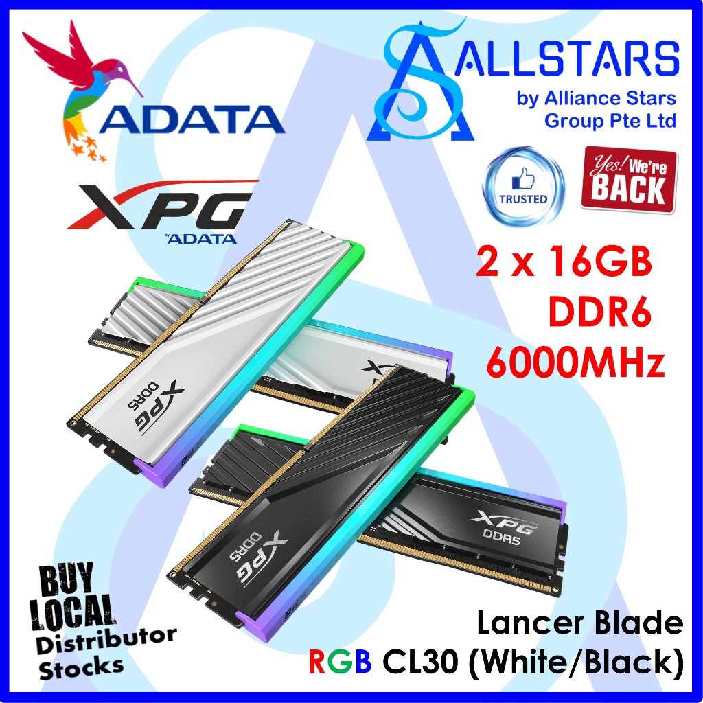 ADATA XPG Lancer RGB Black 32GB DDR5 6000MHz CL30 Single stick Memory RAM  2Years