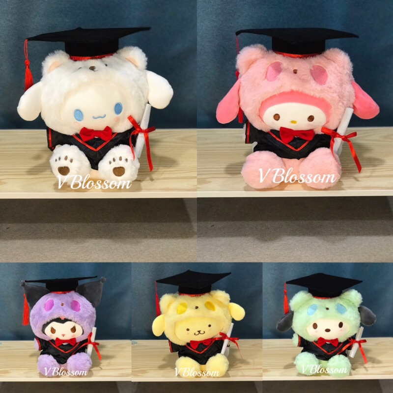 Graduation Doll Sanrio My Melody Kuromi Hello Kitty Pompompurin 28cm H