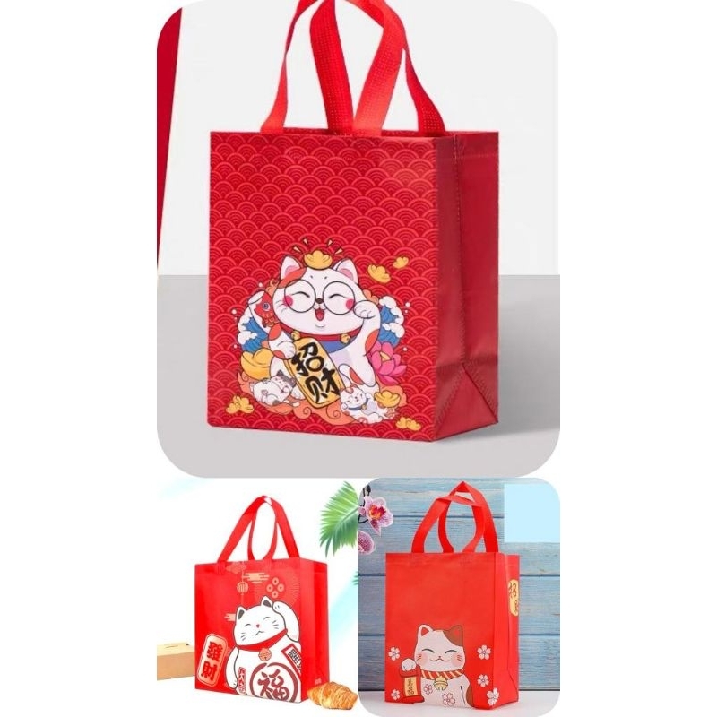 SG stock Gift Bag CNY Coated Non woven Bag Water proof Bag