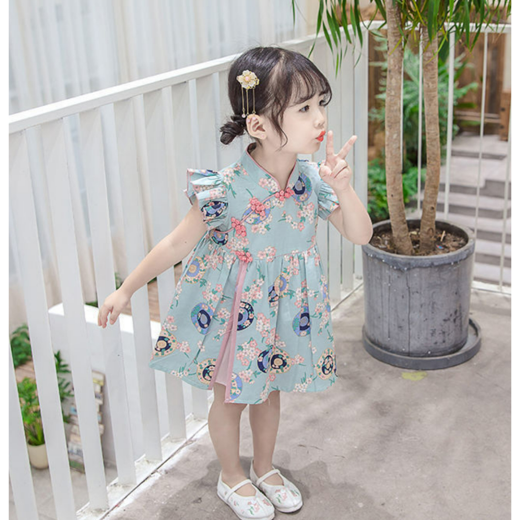 Girls Qipao Child Dresses Cheongsam Dress Summer Clothes