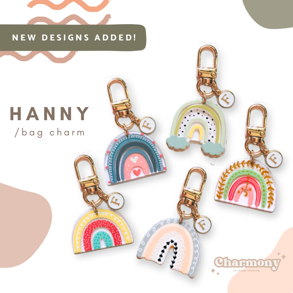 SG Hanny Acrylic Rainbow Bag Charm Personalised Customised Key