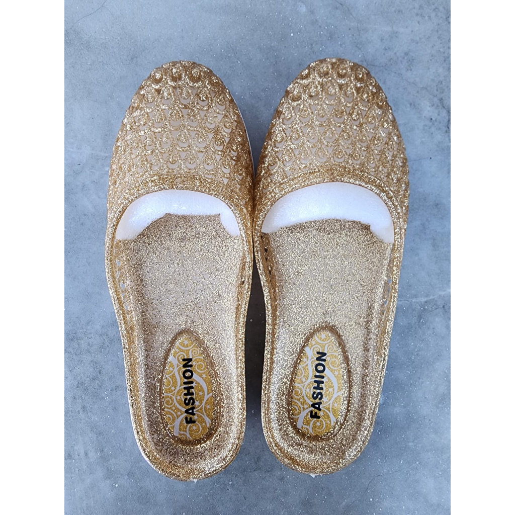 Sandal Gold Glitter Slip On Size 36 230mm Shopee Singapore