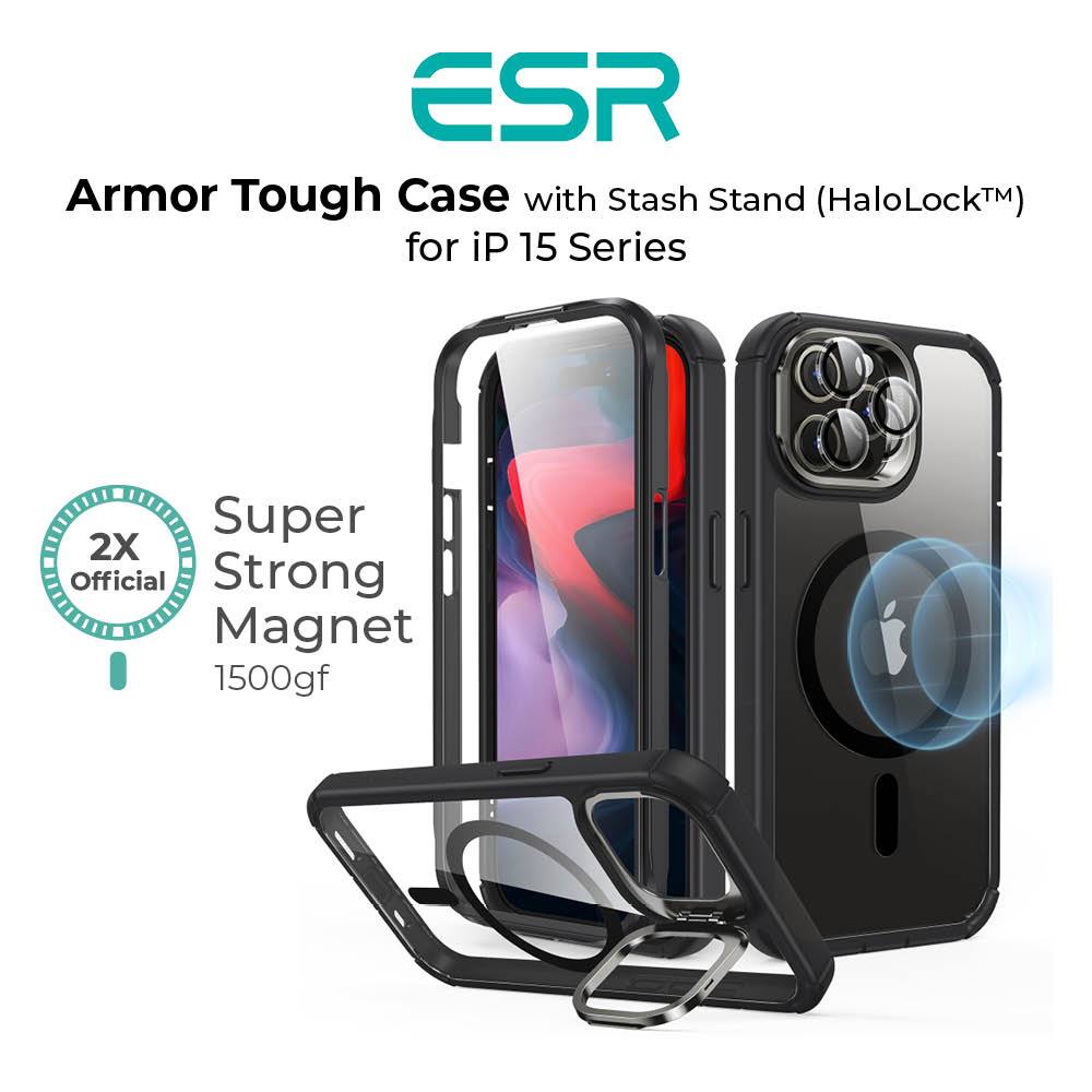 ESR iPhone 15 Pro Classic Hybrid Case with Stash Stand (HaloLock)