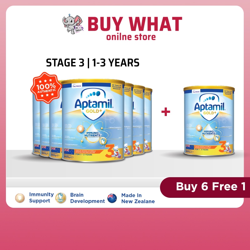 Buy 6 Free 1 Exp10/3/2025] Aptamil Gold+ Immuno-Nutrients Stage 3 Toddler  Growing Up Milk Powder 900g