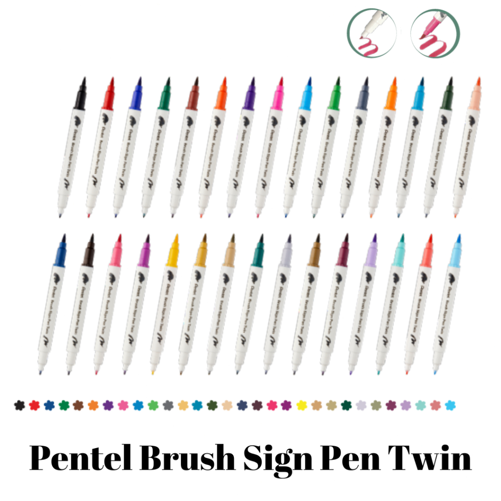 Pentel Brush Sign Pen Twin - Set of 12