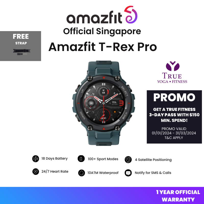 Amazfit T-Rex Pro Smart Watch, Rugged Military Certified, GPS, 18-Day  Battery, Heart Rate Monitoring & VO2 Max, Sleep & Health Monitoring, 10 ATM