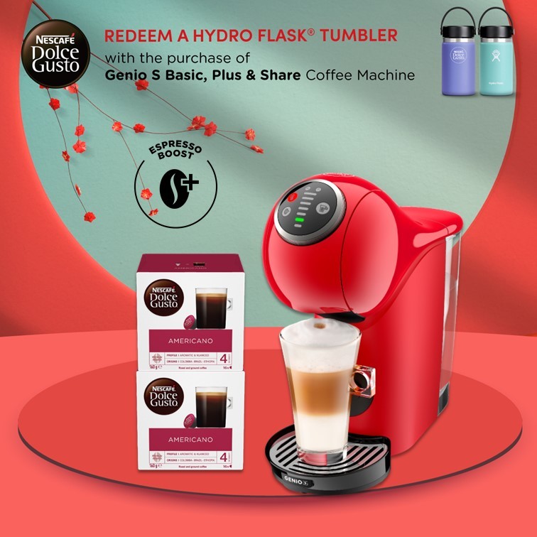 NESCAFE Dolce Gusto Genio S Plus Automatic Coffee Machine With 2 box of NESCAFE  Dolce Gusto Capsules (Red)