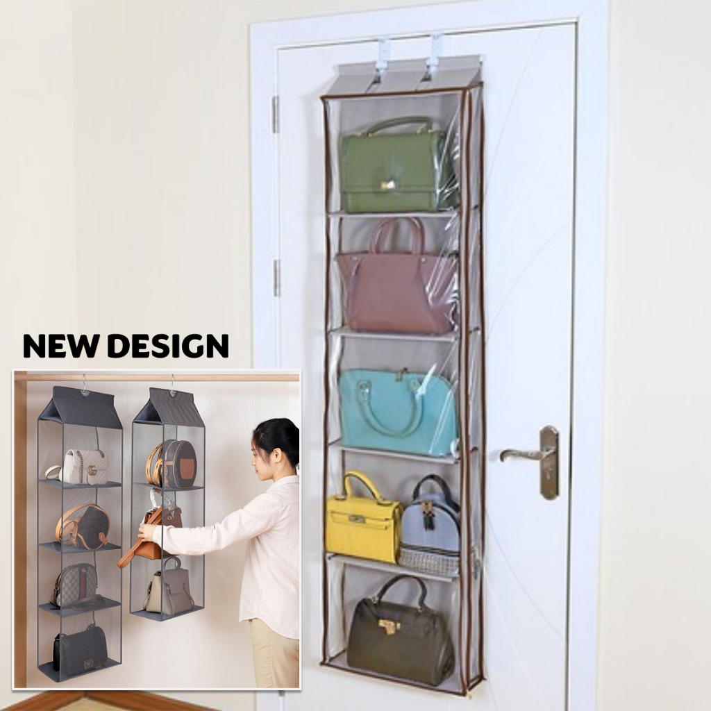 SG Seller) Bag Storage Behind Door Hanging Wall Multi-layer Fabric Wall  Storage Bag Easy Carry Washable