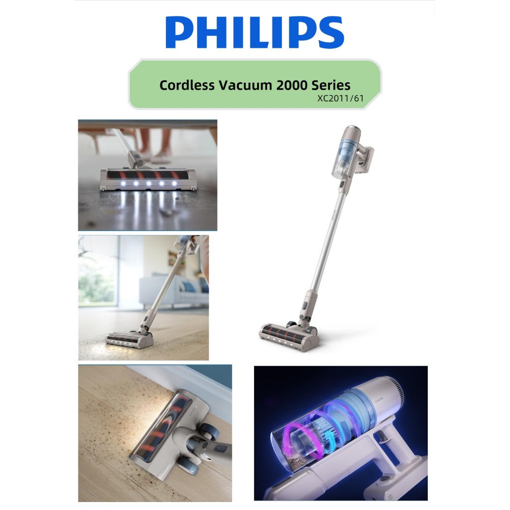 PHILIPS Cordless Vacuum 2000 Series – XC2011/61, Lightweight 1.5kg, LED Nozzle, 3 Layer Filtration | Shopee Singapore