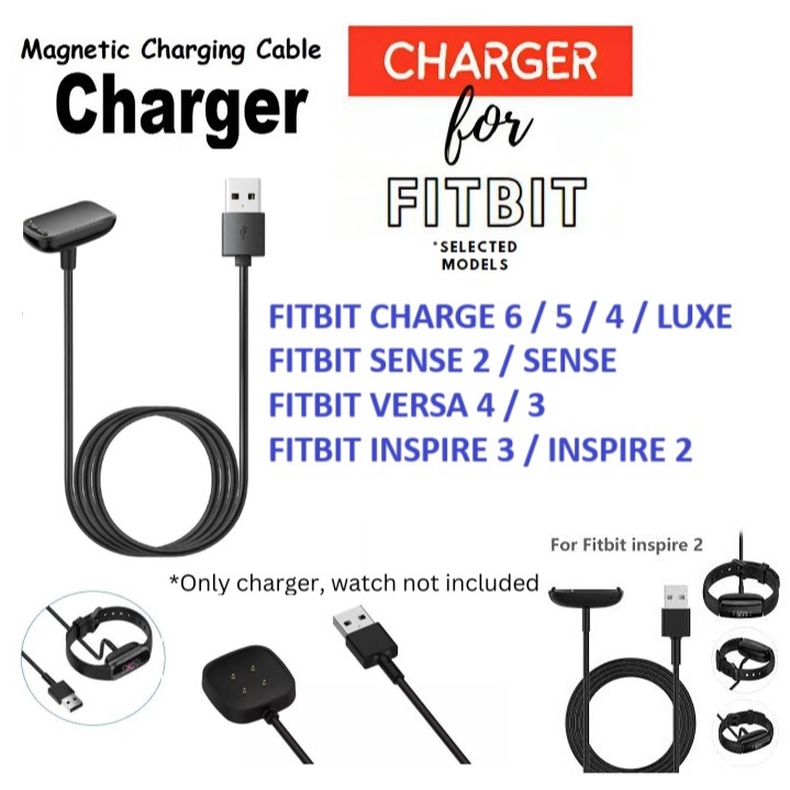 USB Charger Fitbit Versa 4 3 Inspire 3 Sense 2 Luxe Charge 3 4 5 6 USB Charging Cable Shopee Singapore