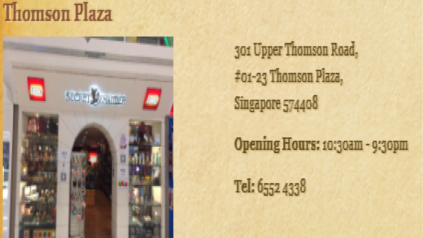 Thomson plaza lego online shop