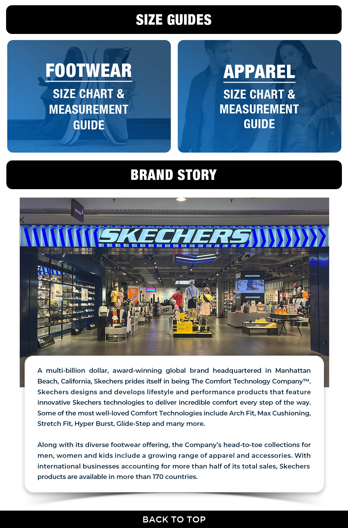 Skechers shoes size online chart