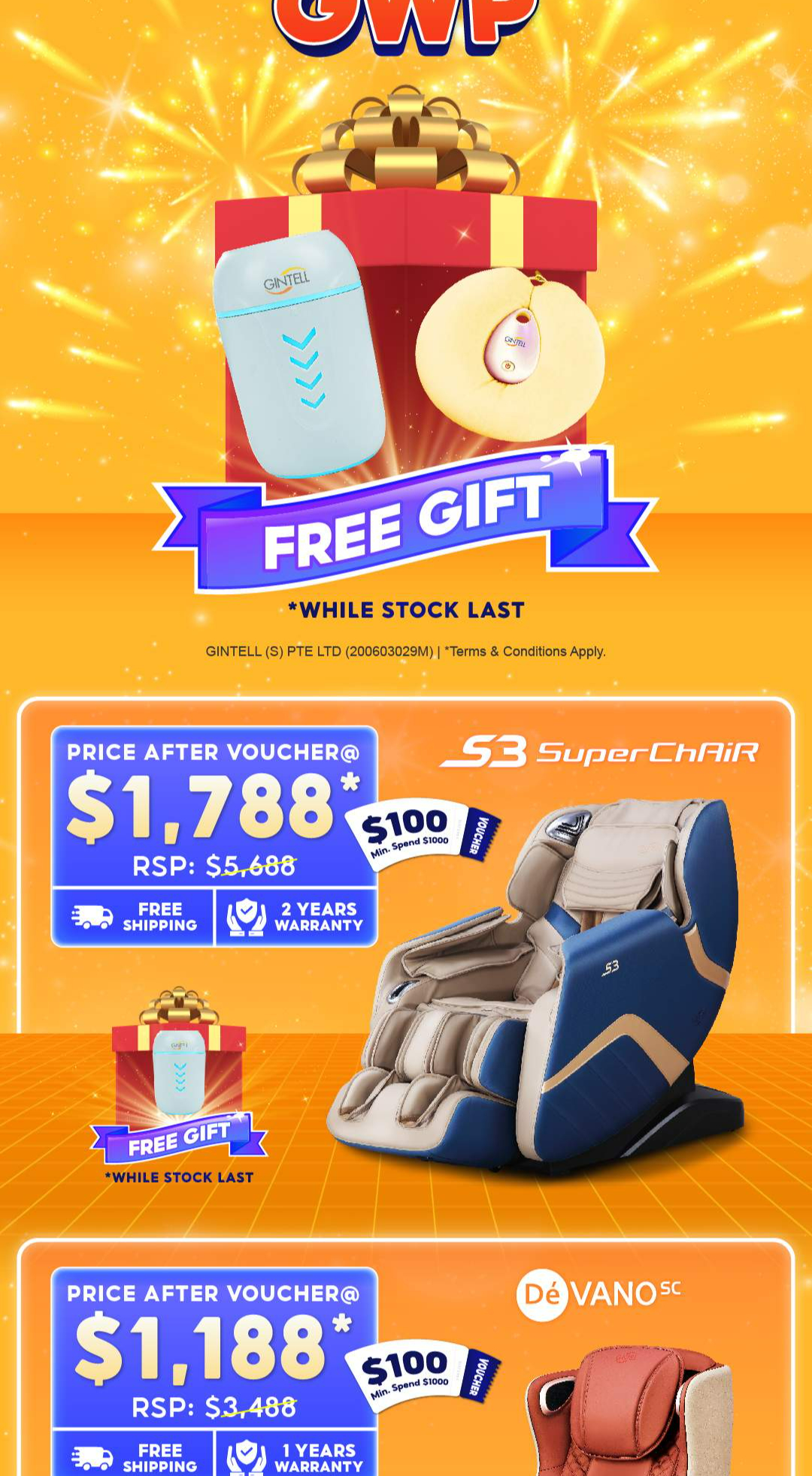 Gintell massage best sale chair promotion 2019