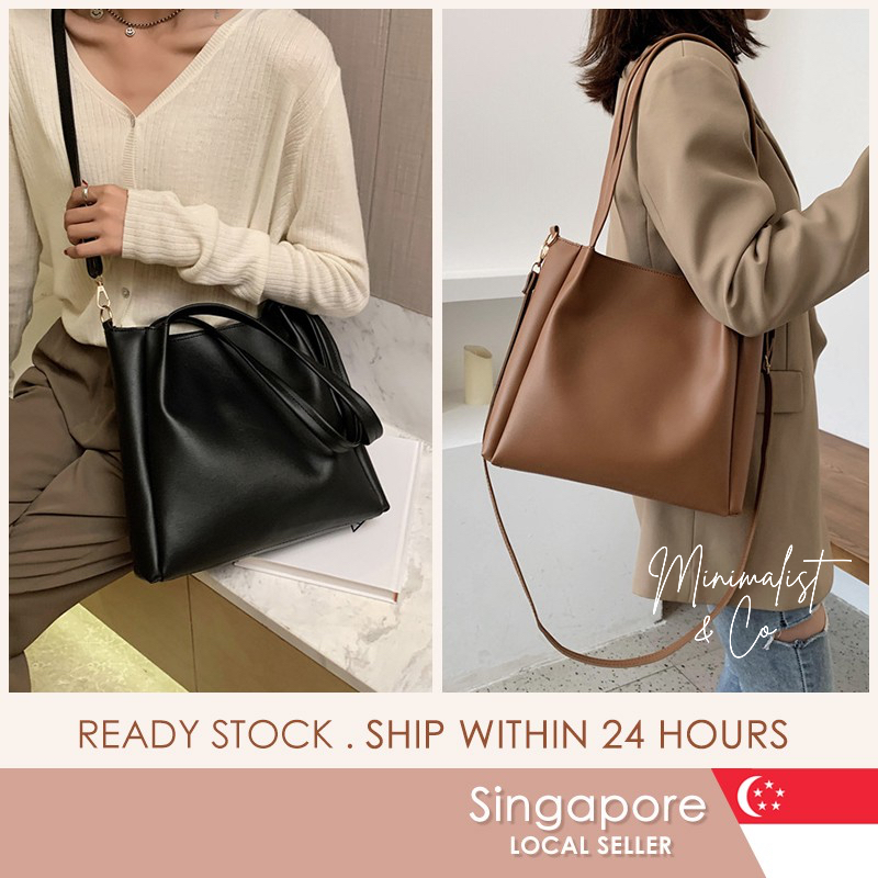 Korean Style Minimalistic Taupe Calfskin Leather Box Bag -  Singapore