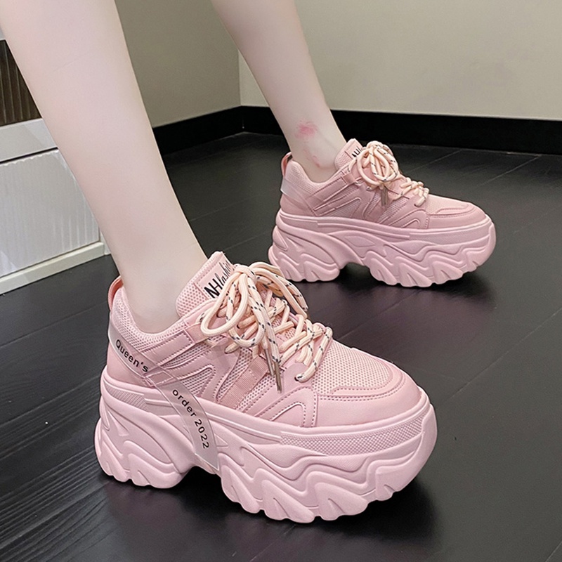 Chunky pink sneakers sale