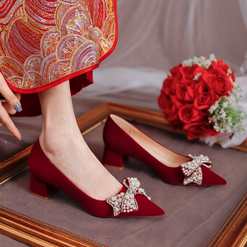 Red on sale mini heels